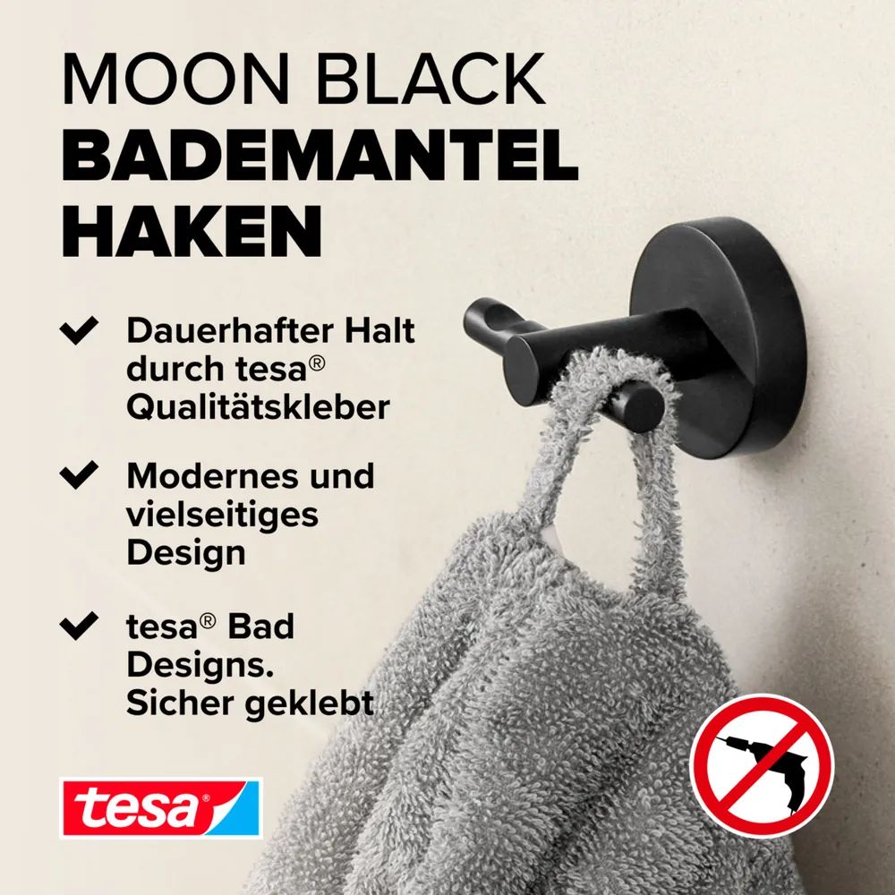 tesa® Moon Black Mantelhaken