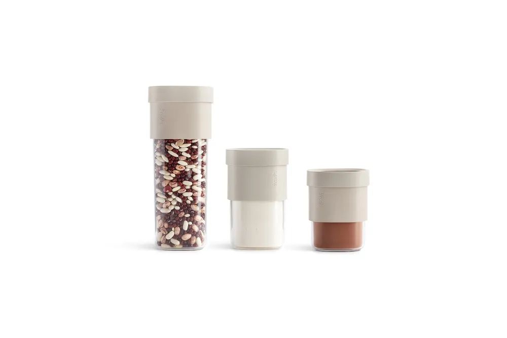 Lékué Flip Vorratsdosen-Set, 3er-Set - Beige