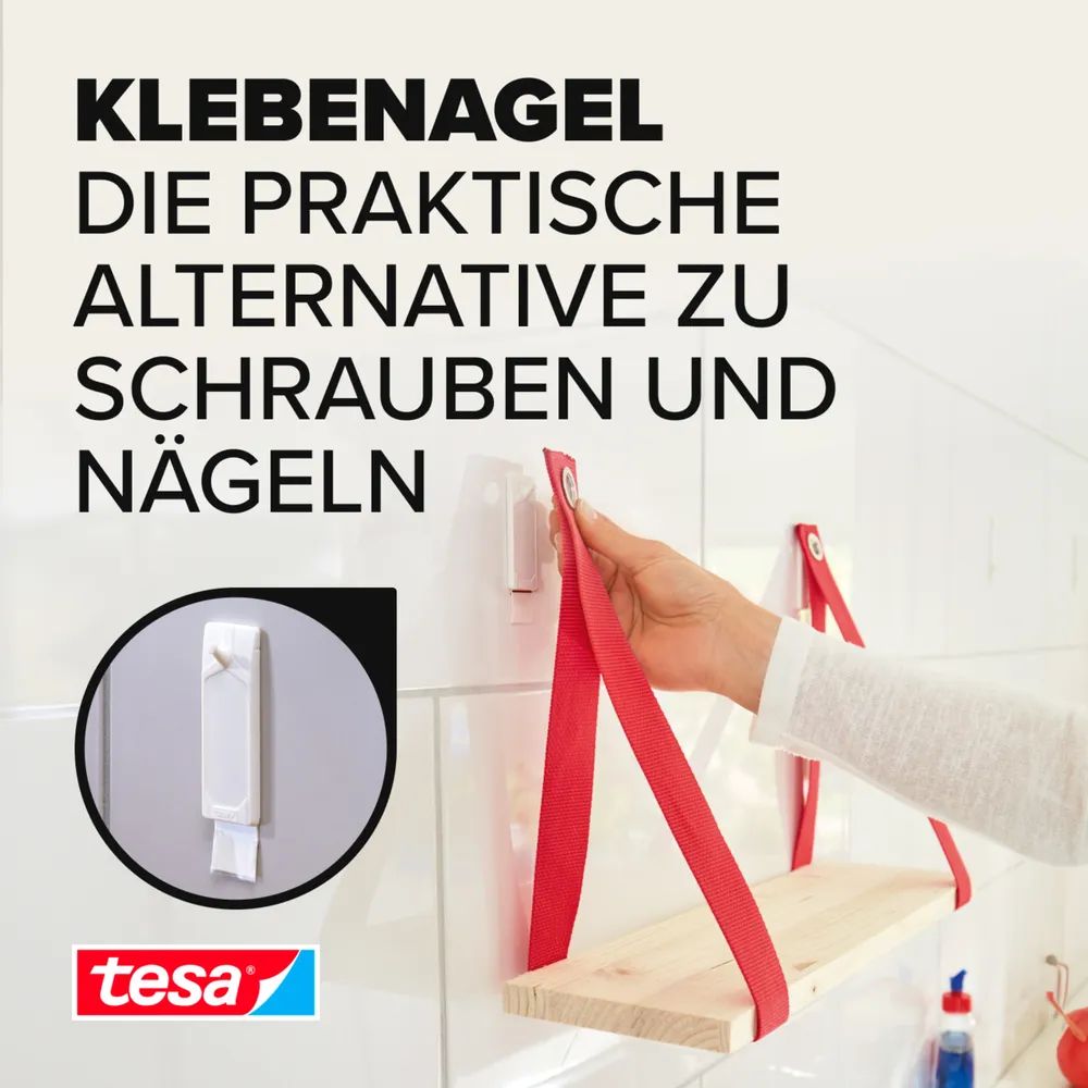 Tesa 77763 - Drinnen - Universalhaken - Weiß - Klebestreifen - 3 kg - Fliesen & Metall