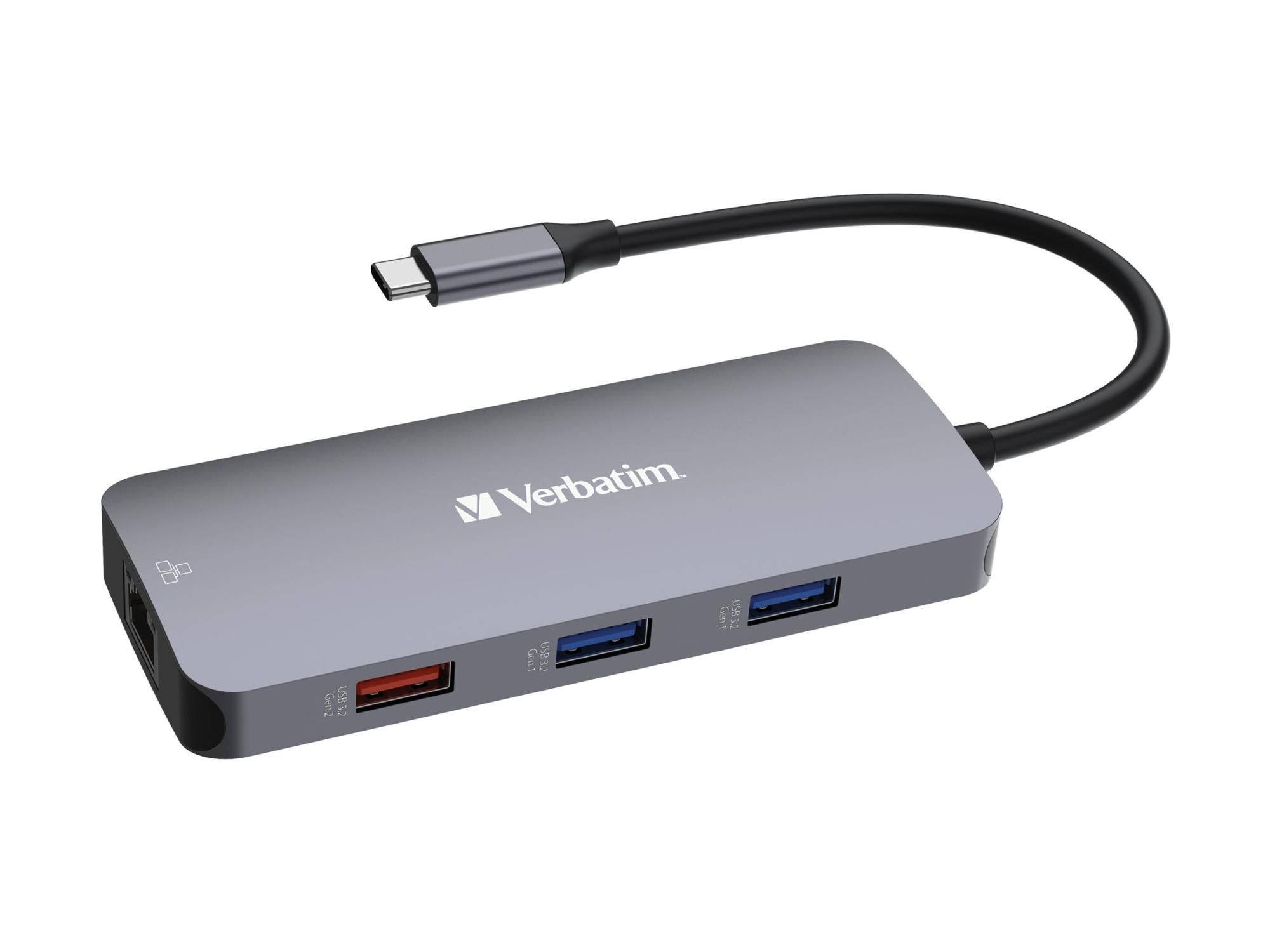 Verbatim CMH 09 - Hub - 1 x HDMI + 2 x USB-C 3.2 Gen 2 + 3 x USB 3.2 Gen 1 + 1 x 1 Gigabit Ethernet