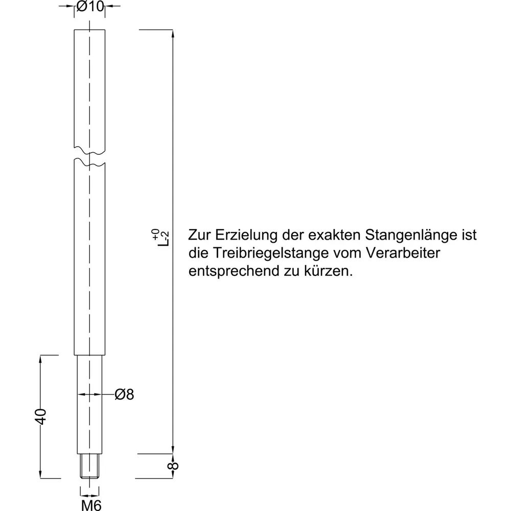 BMH Treibriegelstange 1100, 1000 mm, für unten, Stahl verzinkt