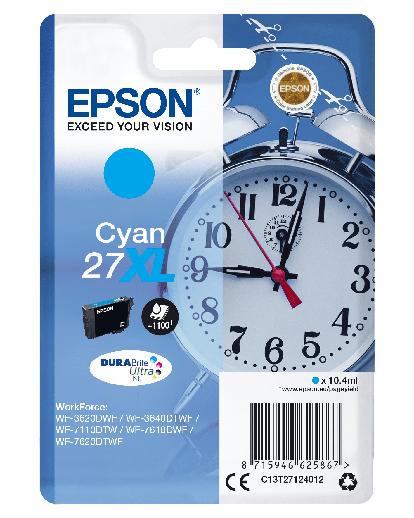 Epson 27 Tinte Wecker Single, XL, cyan