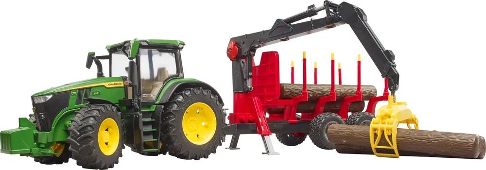 Bruder John Deere 7R 350 mit Rückeanhänger und 4 Baumstämmen - Traktor - 3 Jahr(e) - Kunststoff - Mehrfarbig