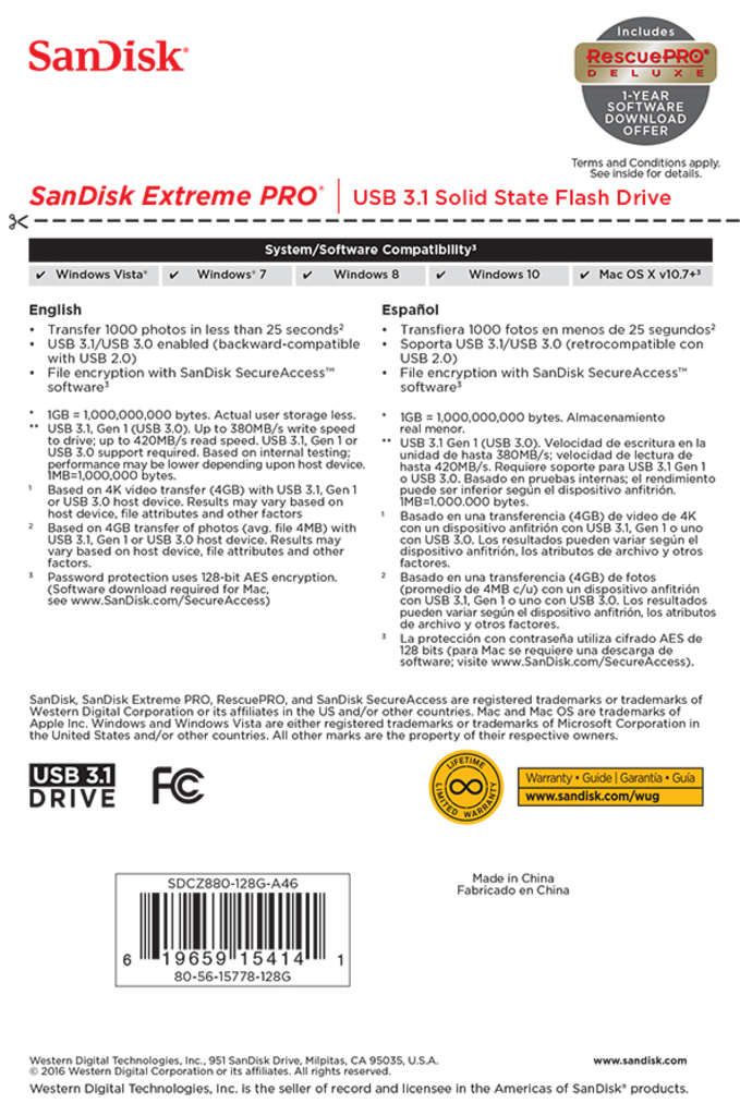 SanDisk Extreme Pro - USB-Flash-Laufwerk - 128 GB