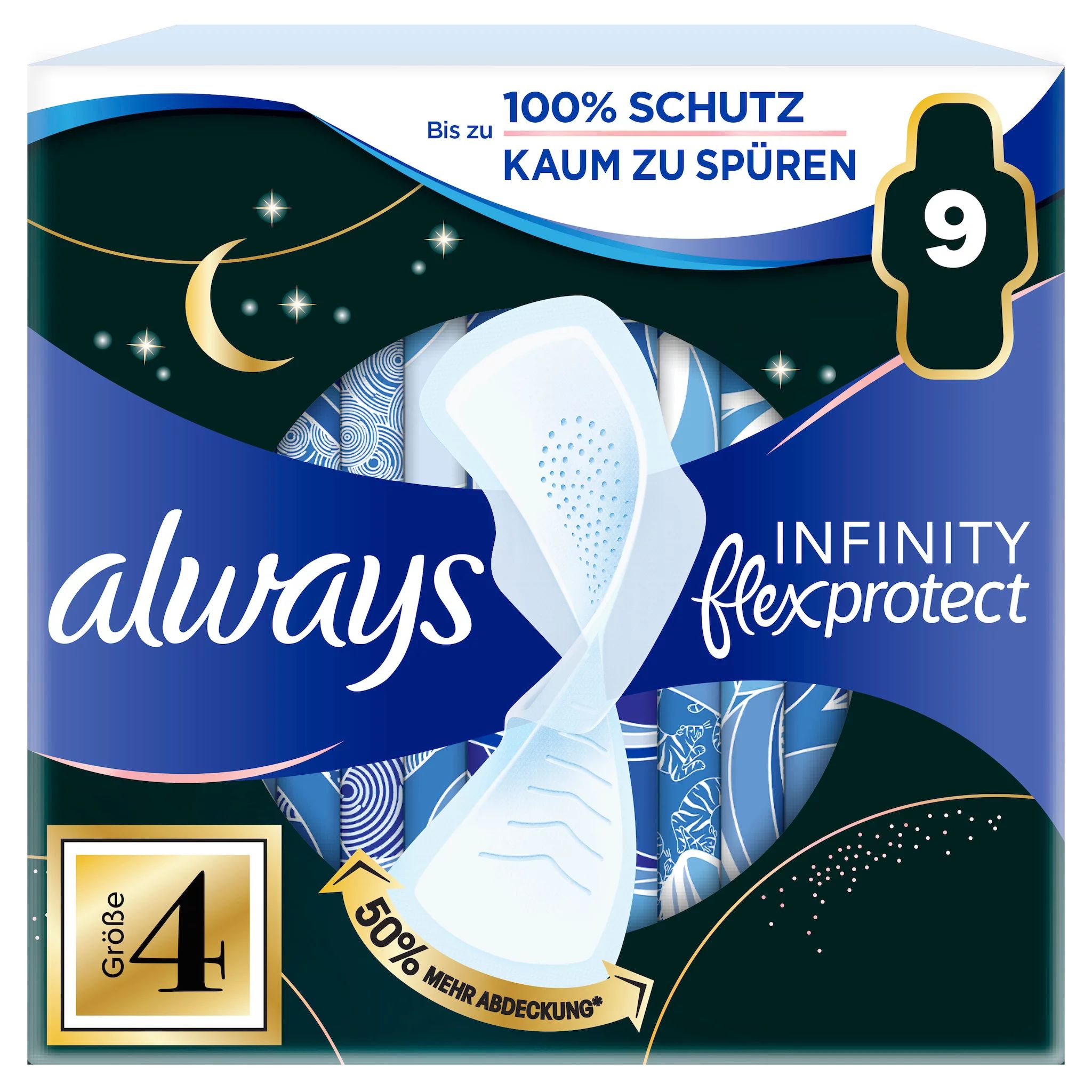 always Binde Infinity FlexProtect Night Extra mit Flügeln 9