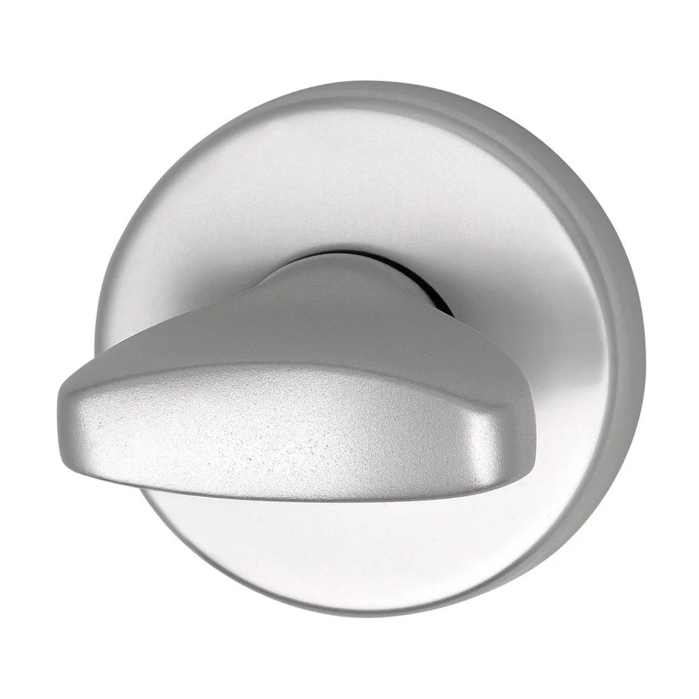 Grundmann WC-Rosette ø 50 mm, mit AnschraubträgerU und Drehknopf, silber eloxiert