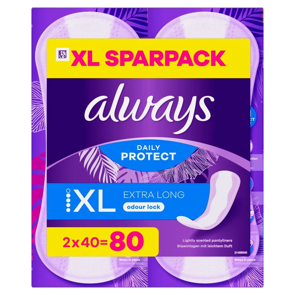 always Slipeinlage Daily Protect Extra Long mit leichtem Duft Duo BigPack 80