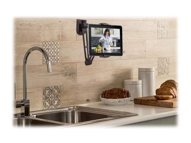 Techly Befestigungskit (einstellbarer Montagearm, Tablet-Halterung) - für Tablett - Kunststoff, Aluminium, Stahl - Schwarz - Bildschirmgröße: 11.9-32.8 cm (4.7"-12.9")