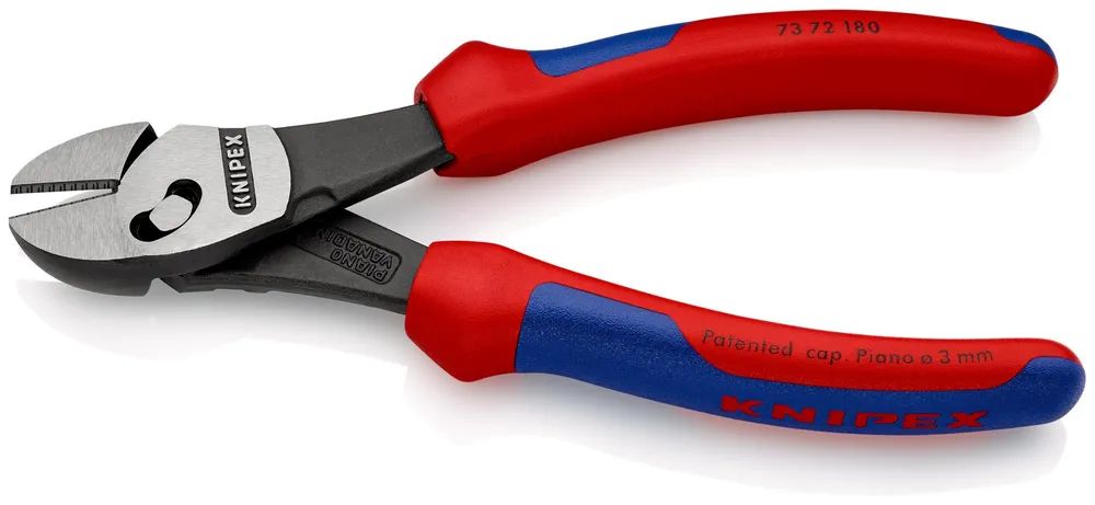 KNIPEX TwinForce® Hochleistungs-Seitenschneider mit Mehrkomponenten-Hüllen schwarz atramentiert 180 mm