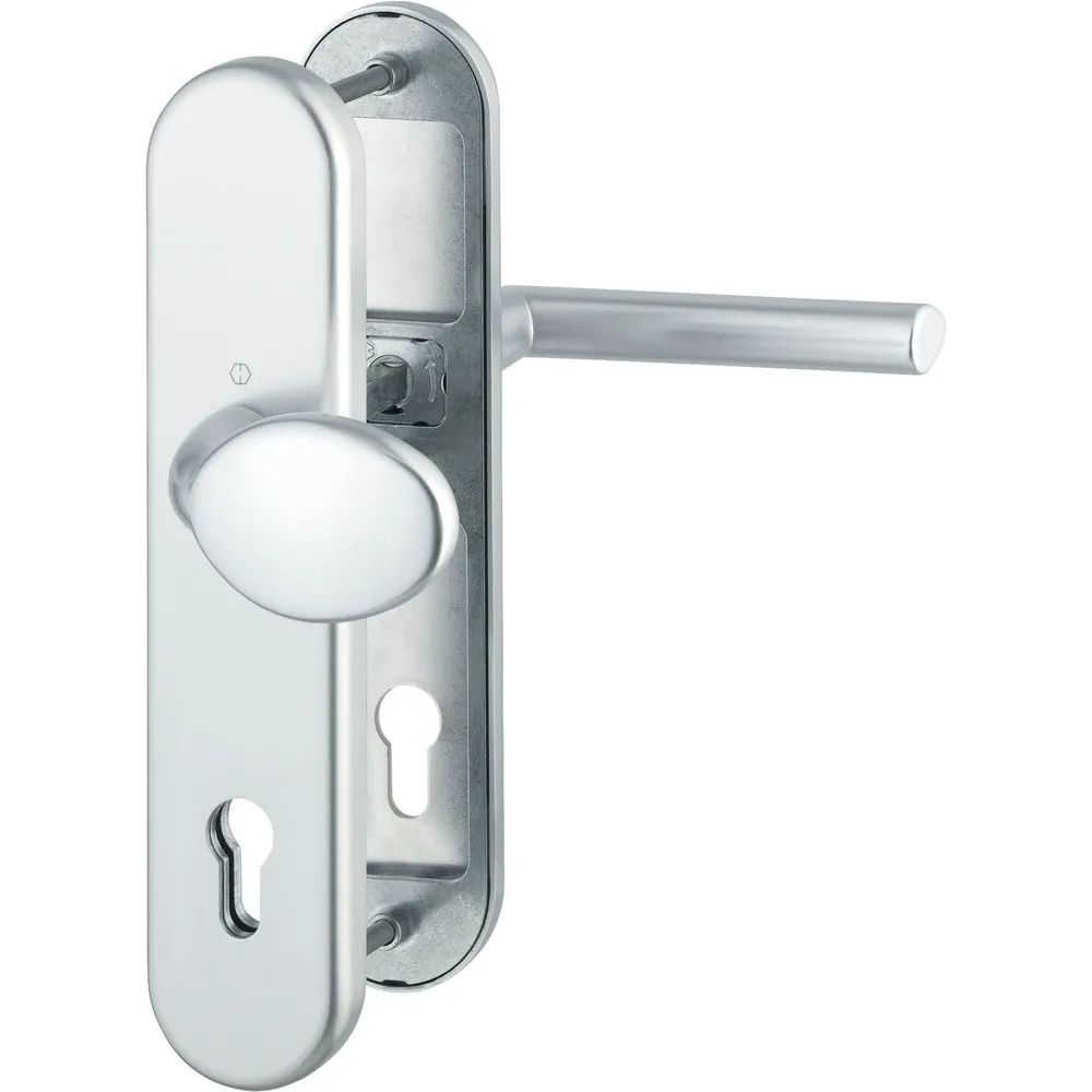 Hoppe SH-Wechselgarnitur STOCKHOLM-auf Schild PZ88, 67-77, SST, mK., ES2, silber