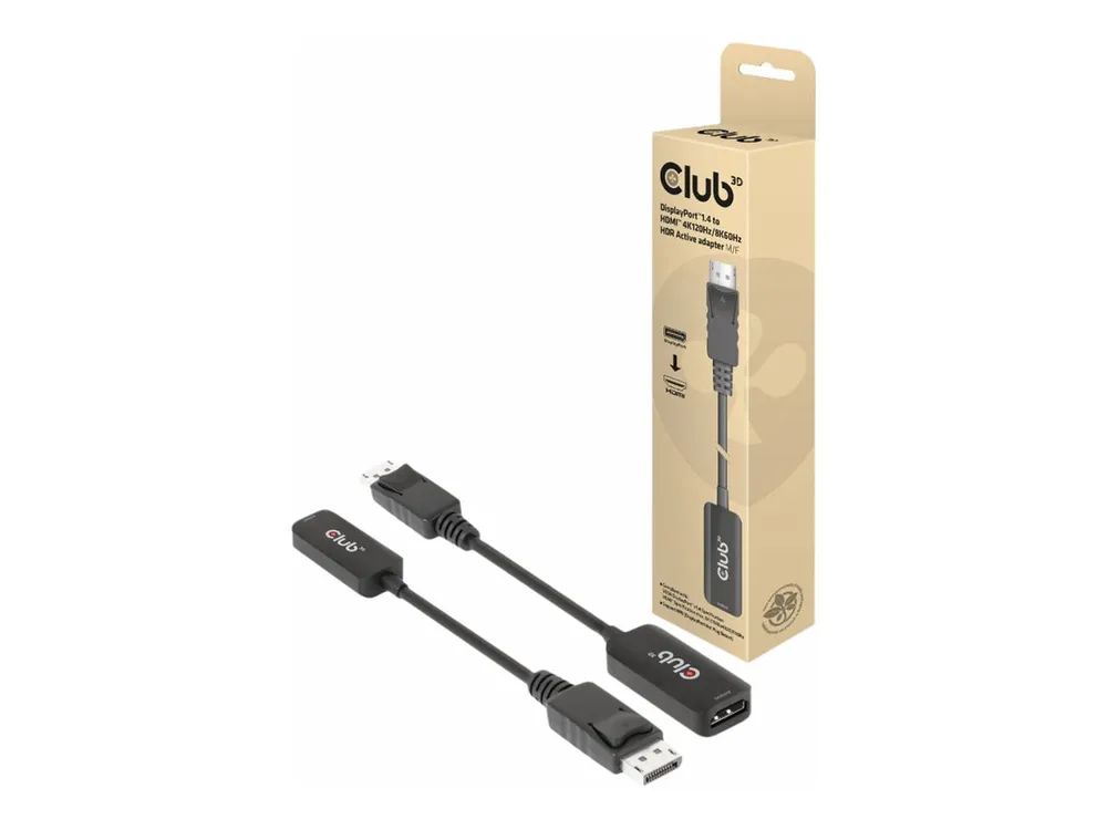 Club 3D Videoadapter - DisplayPort männlich zu HDMI weiblich - 10 cm - aktiv, Support von 4K 120 Hz, unidirektional, unterstützt 8K 60 Hz (7680 x 4320)