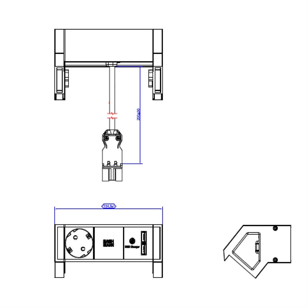 BACHMANN DESK2 1x Schutzkontakt 1x USB-Charger , schwarz