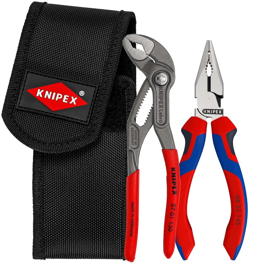 KNIPEX Mini-Zangenset in Werkzeuggürteltasche 1 x 08 22 145, 1 x 87 01 150 160 mm