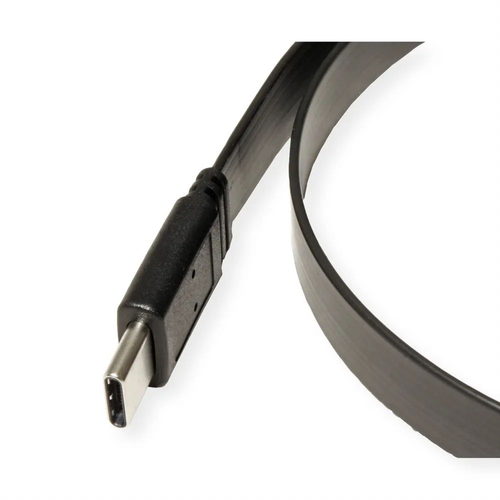 VALUE USB4 Gen 3 Kabel, C-C, ST/ST, 8K UHD-2, 40Gbit/s, Emark, 100W, extra-flach, schwarz, 0,5 m