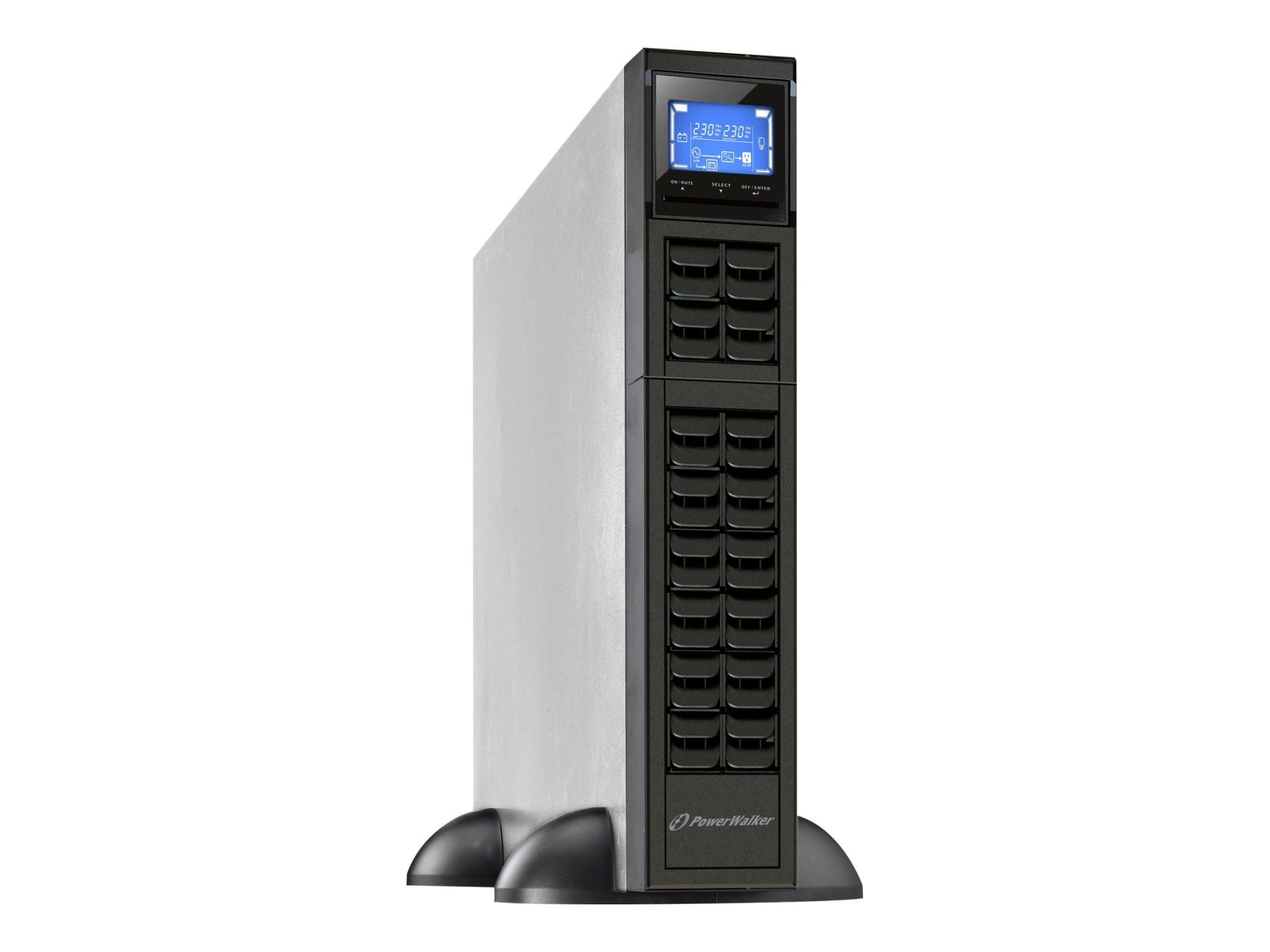 BlueWalker PowerWalker VFI 1000CRM LCD - USV (in Rack montierbar/extern) - 800 Watt - 1000 VA 9 Ah - RS-232, USB - Ausgangsanschlüsse: 3 - 2U - 48.3 cm (19")