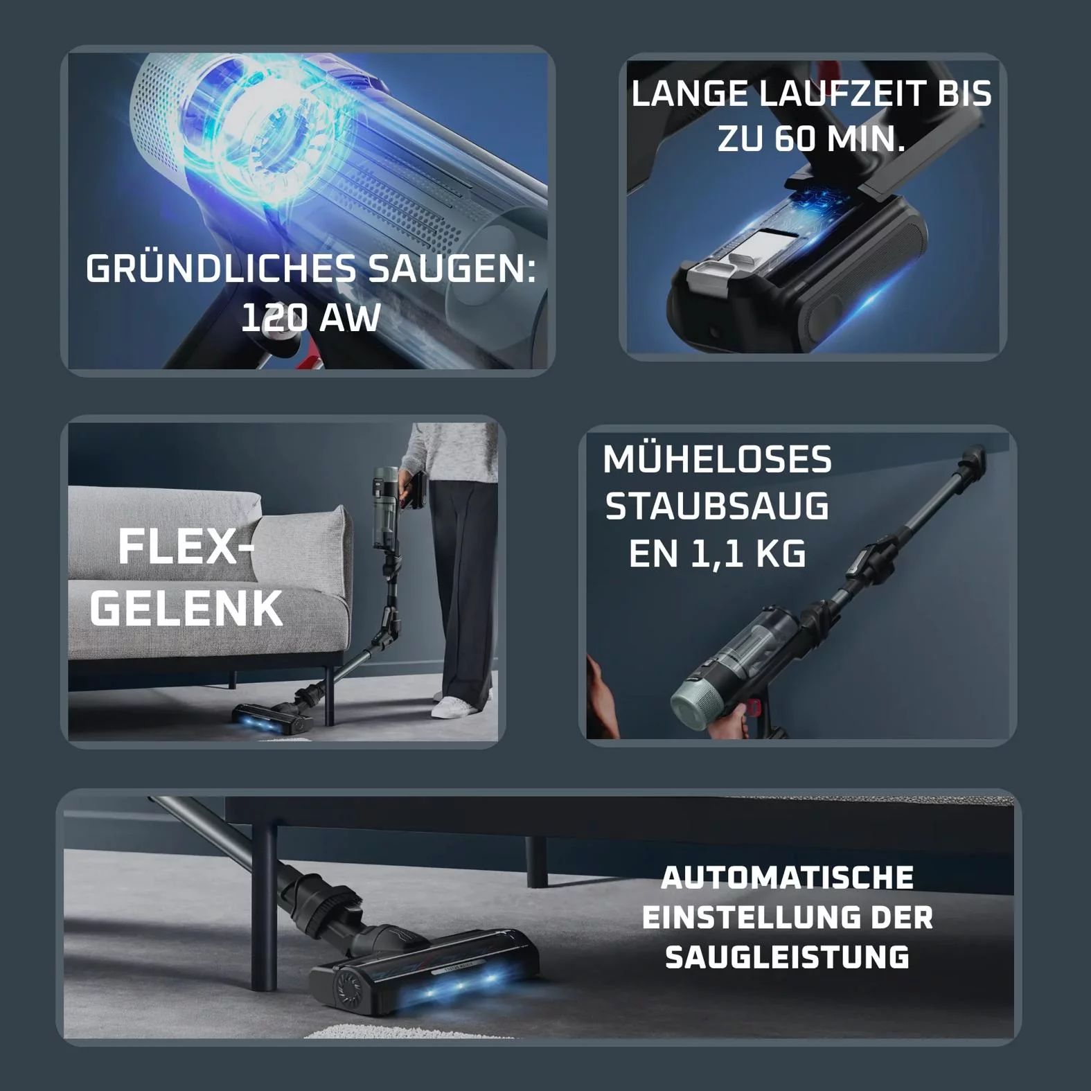 Rowenta RH7A35 Akku-Staubsauger X-FORCE FLEX 10.80 - Salbeigrün