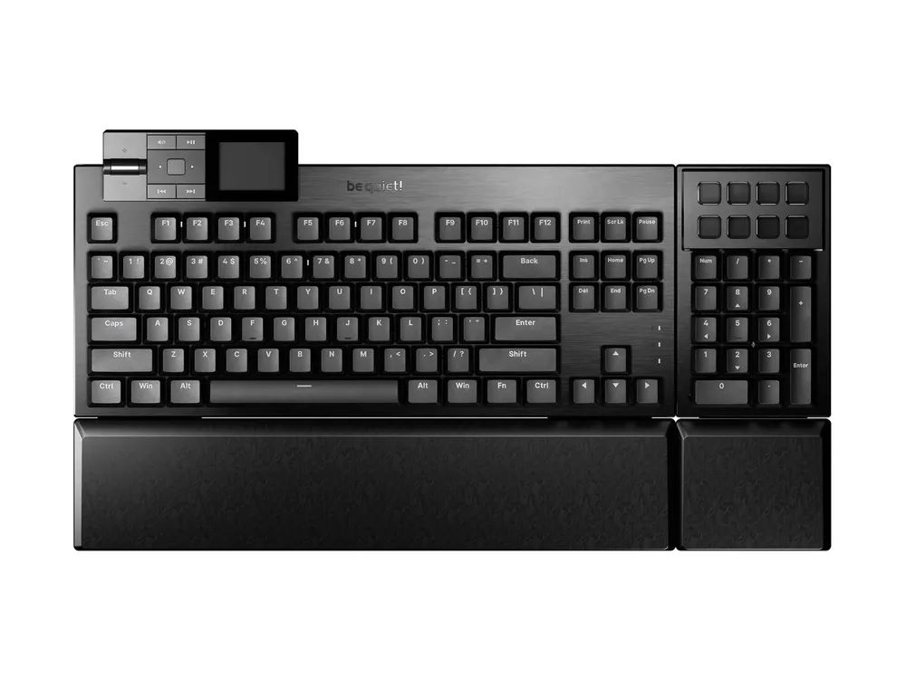 Be Quiet! Dark Mount - Tastatur - 100% - mit Mediendock, Anpassbare Displaytasten - hintergrundbeleuchtet - USB - QWERTY - USA - Tastenschalter: be quiet! Silent Tactile (hot-swappable)