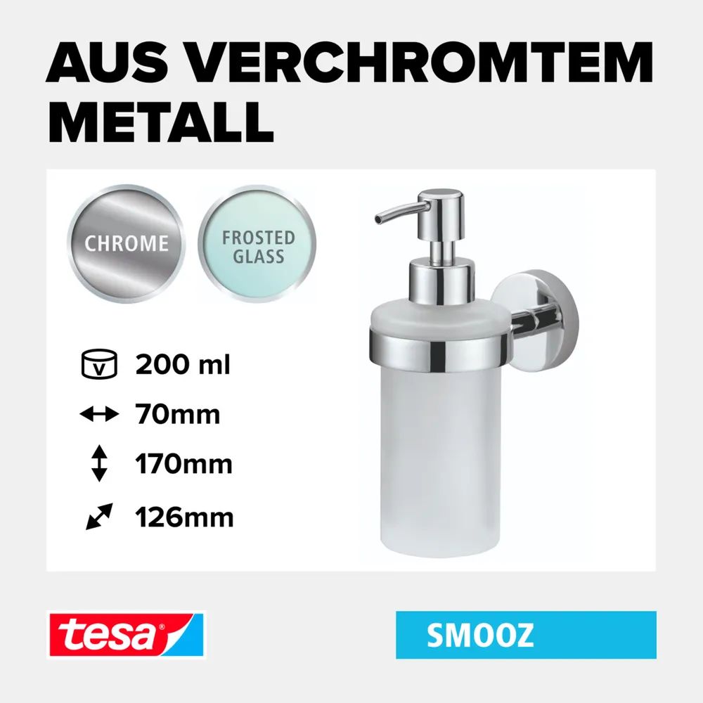tesa® SMOOZ Seifenspender – satiniertes Glas