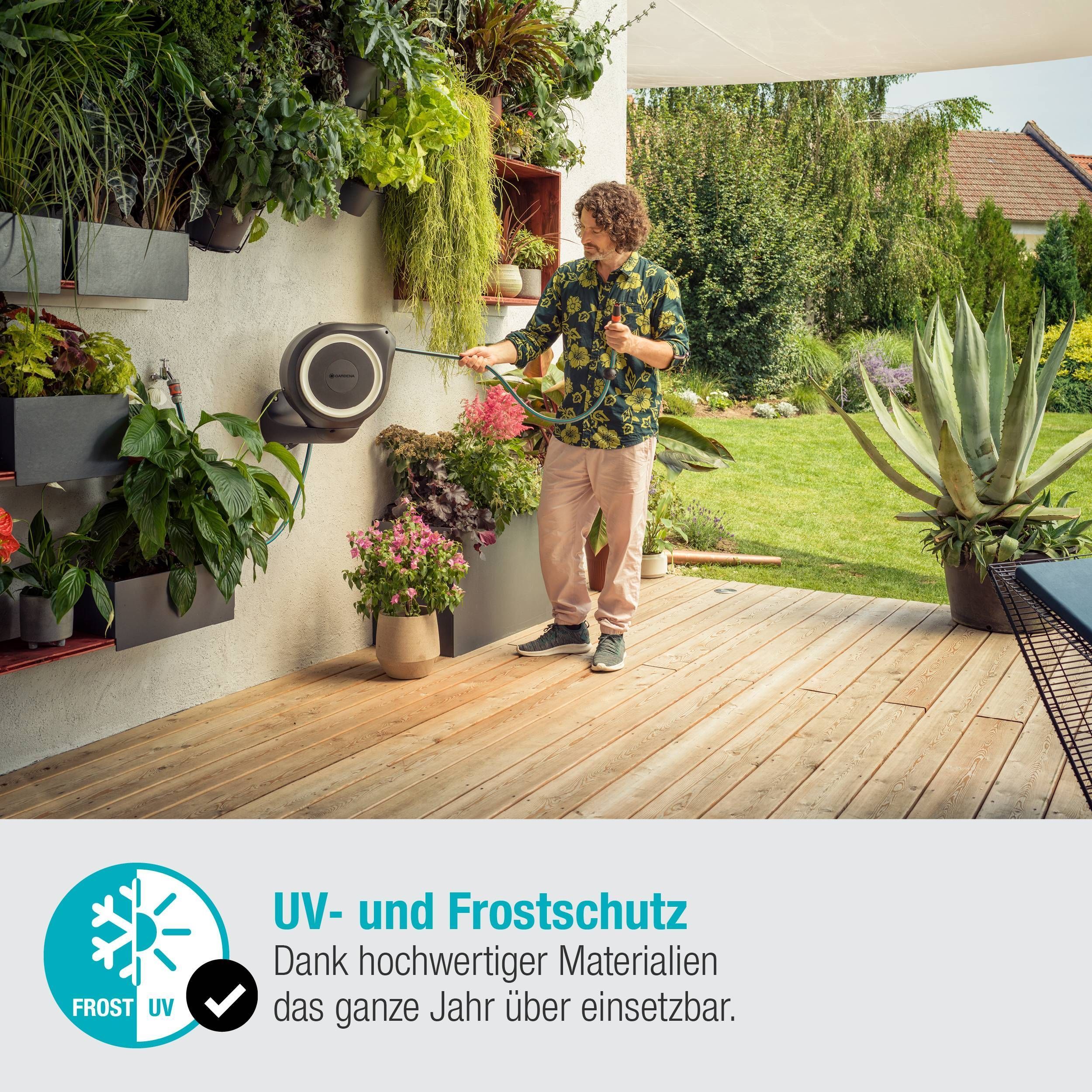 Gardena Wand-Schlauchbox RollUp S, 15 m, weiß