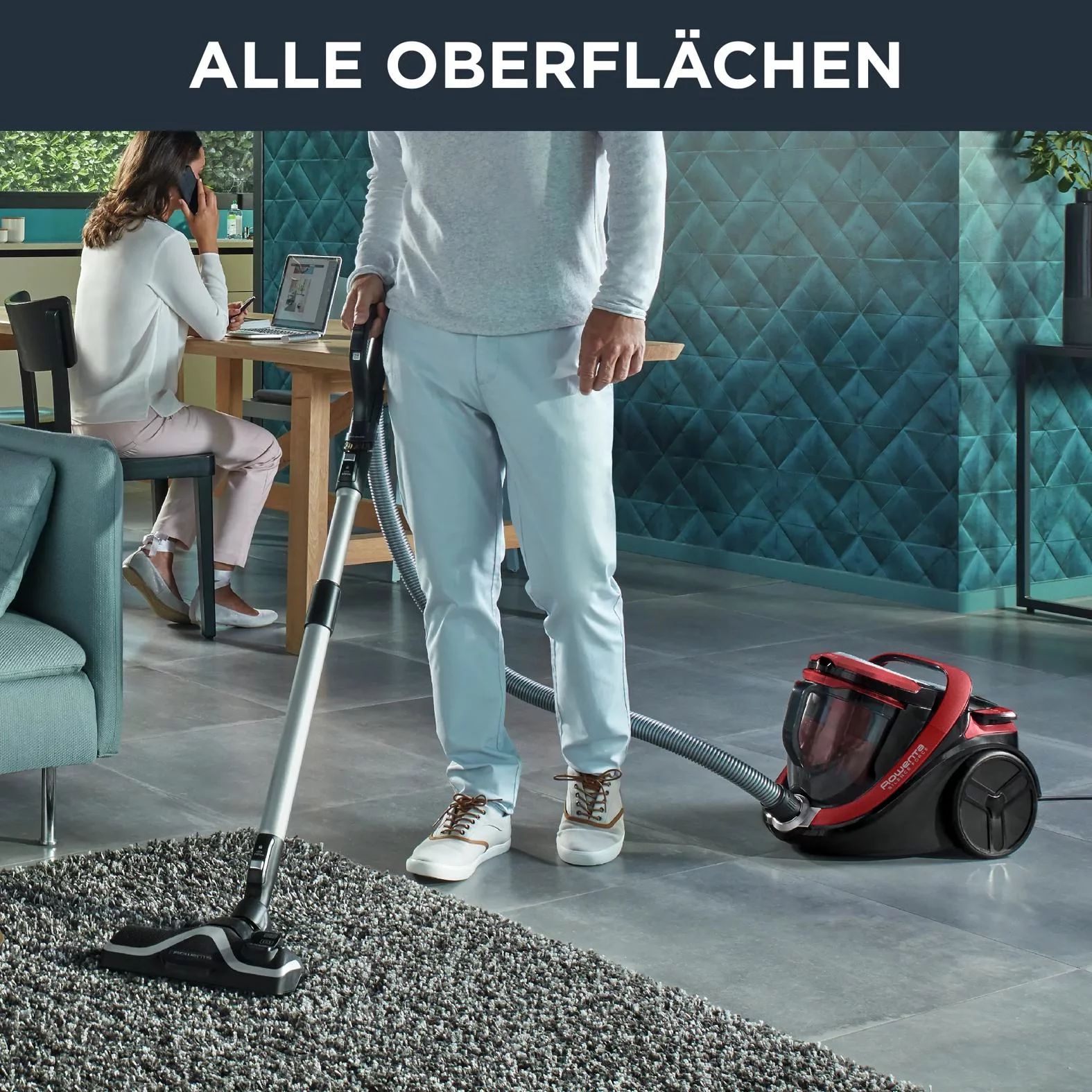 Rowenta RO7649 Zyklon-Staubsauger, Silence Force Cyclonic Home & Car - Schwarz/Rot