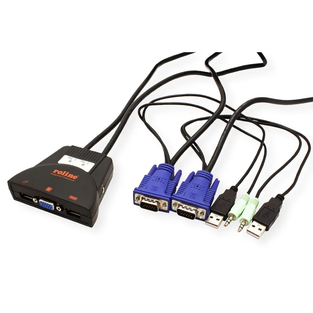 ROLINE KVM-Switch 'Star' 2 PCs, VGA, USB, Audio