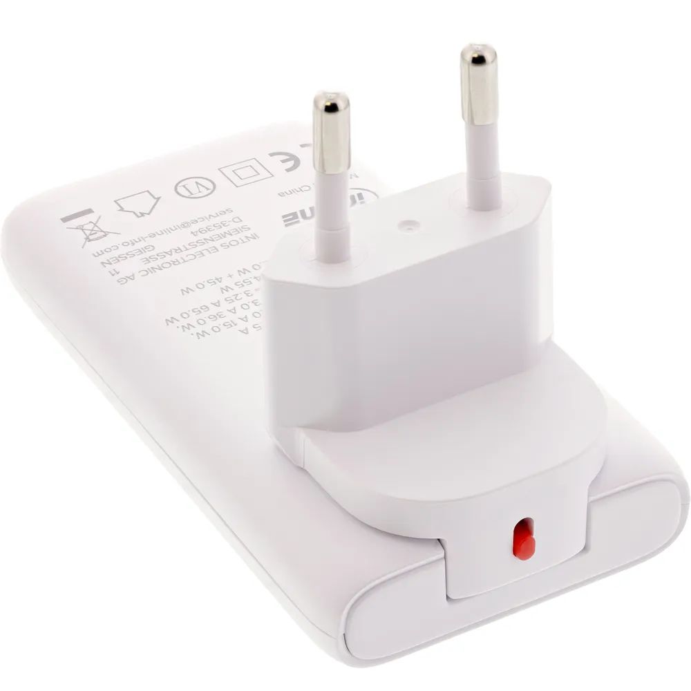 InLine USB Reise-Netzteil Ladegerät - Dual USB-C - PD - PPS - 65W - flach - weiß