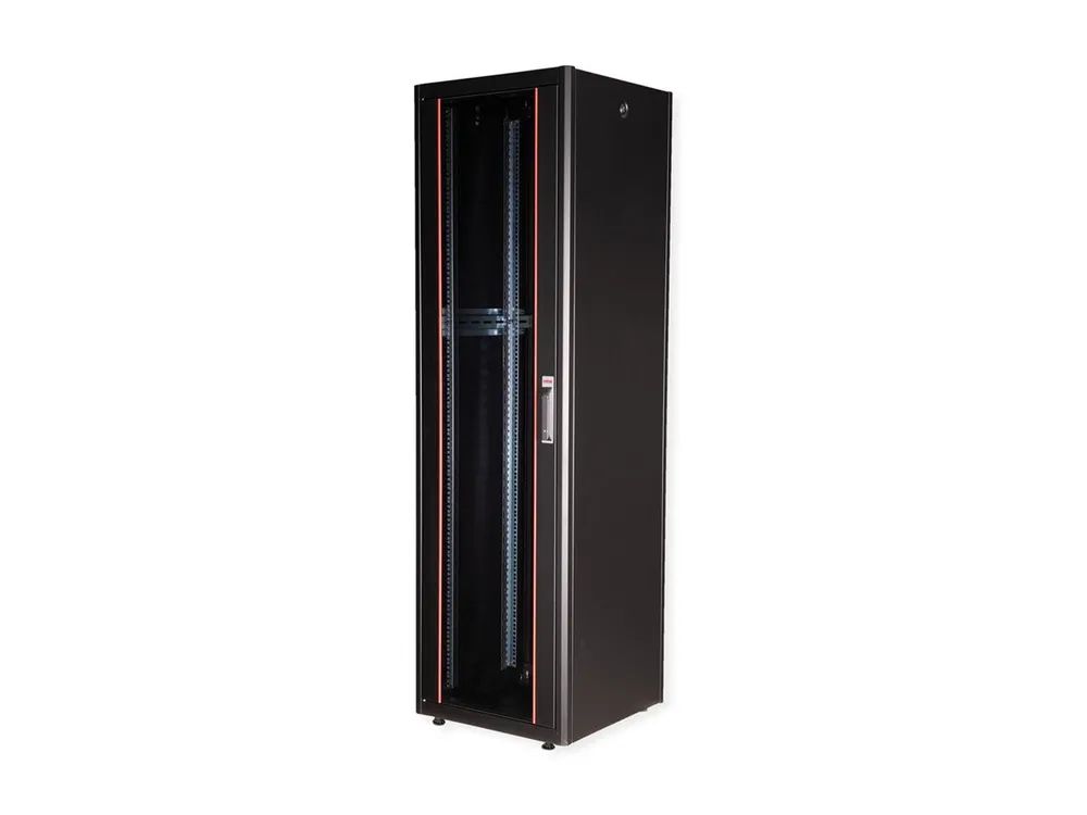ROLINE Basic - Schrank Netzwerkschrank - Glas-Tür, 600x600 BxT - RAL 9005, Jet Black - 42HE - 48.3 cm (19")