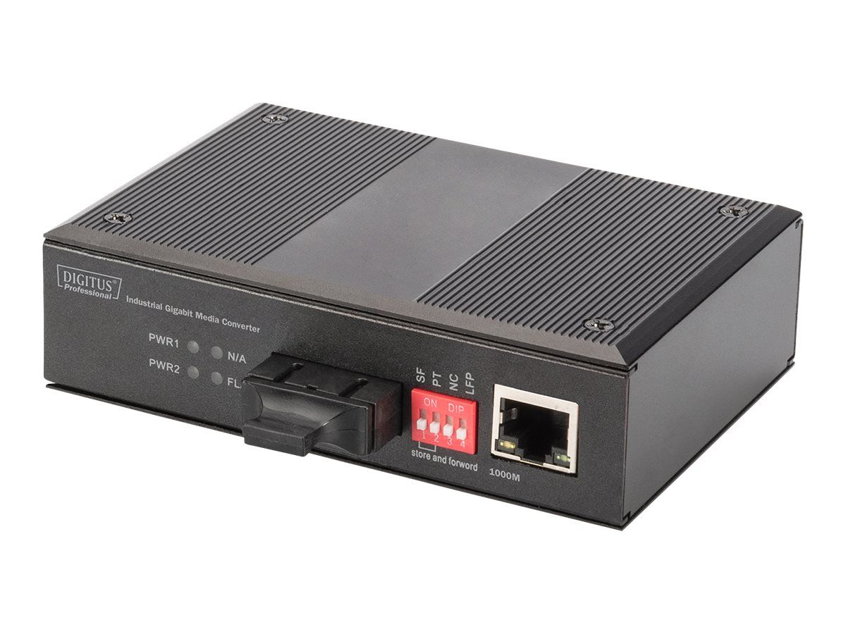 DIGITUS Industrieller Gigabit Medien Konverter RJ45, SC 0,5km