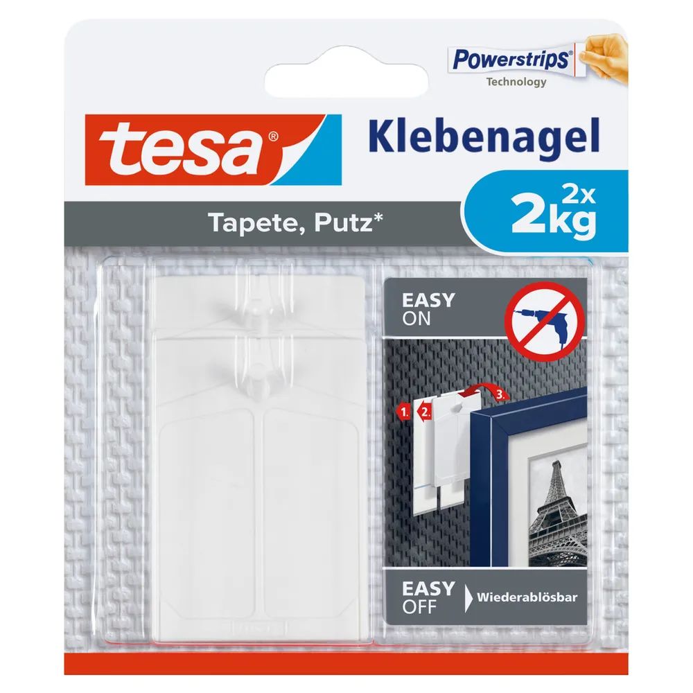 Tesa Powerstrips - Selbstklebender Haken - weiß (Packung mit 2)