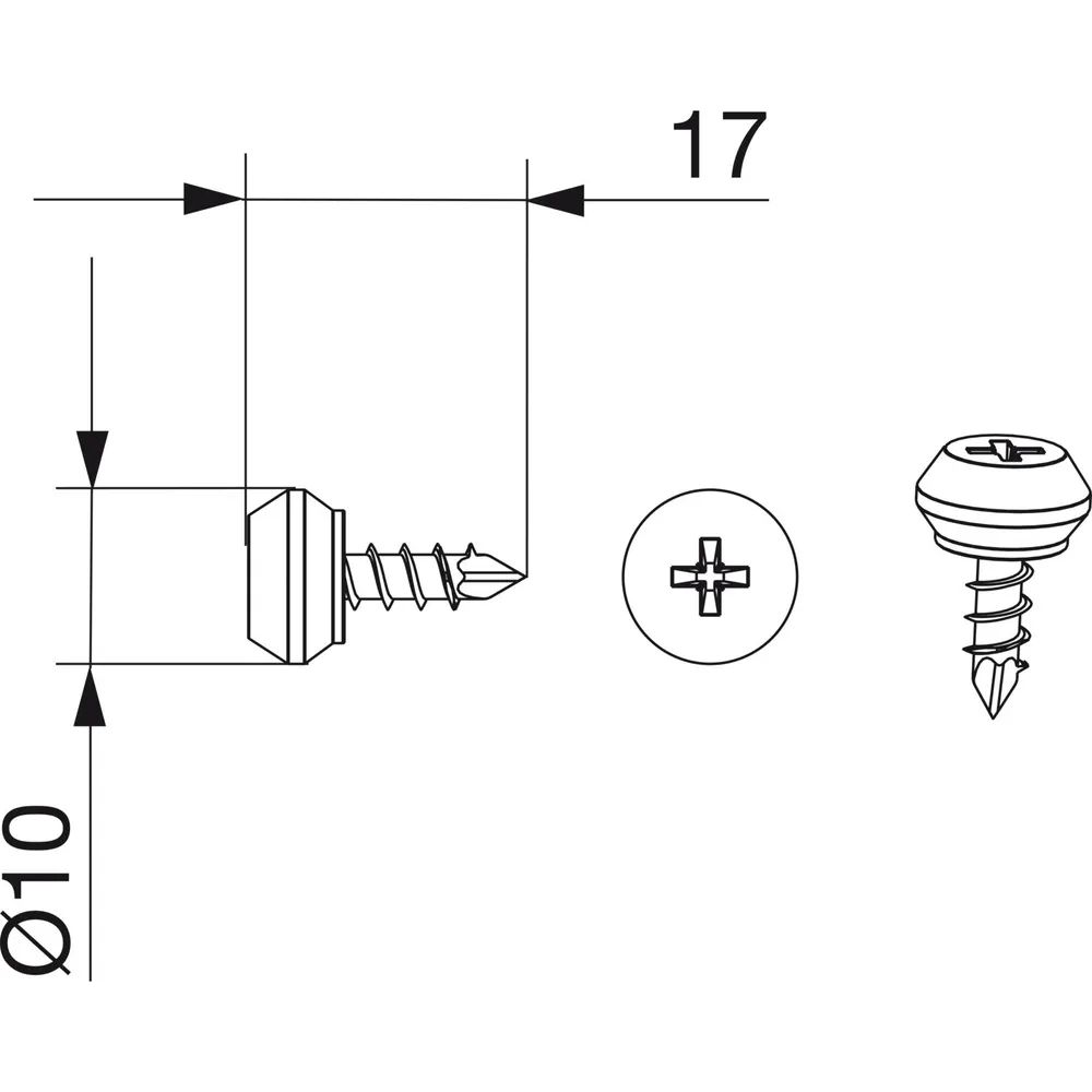MACO HS Klemmbefestigungschraube Ø10 x 17 mm für Dichtungsschien PVC, silber