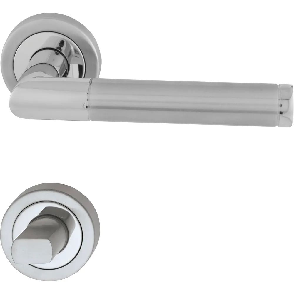 MARCHESI Drückergarnitur SPLIT - auf Rosette WC, verchromt/Edelstahl matt