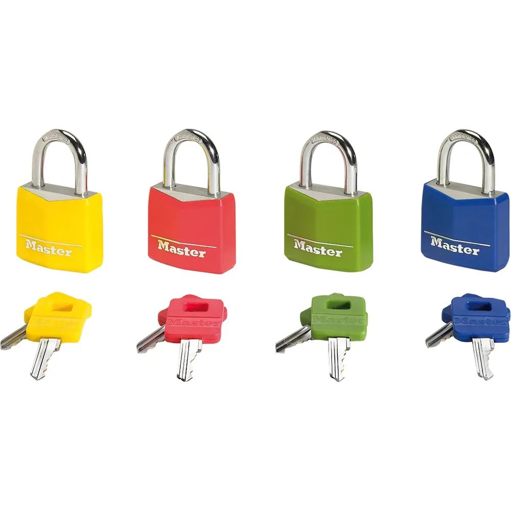 MASTER LOCK Vorhangschloss Vinyl verschiedensperrend, Breite 30 mm, bunt, SB