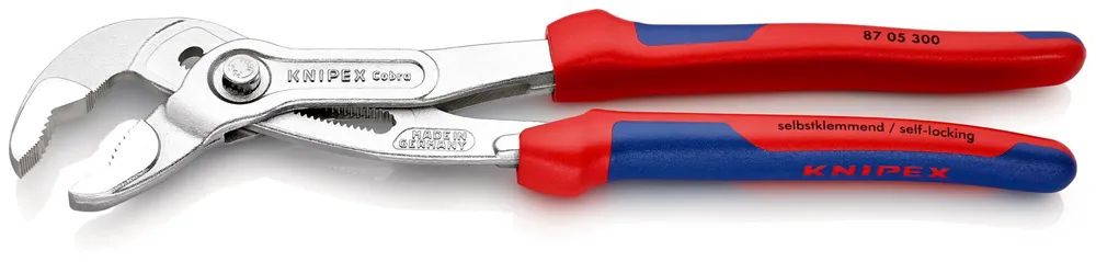 KNIPEX Cobra® Hightech-Wasserpumpenzange mit Mehrkomponenten-Hüllen verchromt 300 mm
