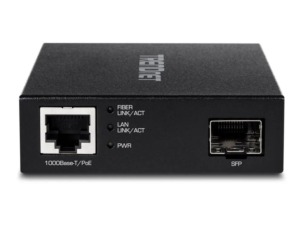 TRENDnet TFC-PGSFP - Medienkonverter - 1GbE - 1000Base-LX, 1000Base-SX, 1000Base-T - RJ-45 / SFP (mini-GBIC)