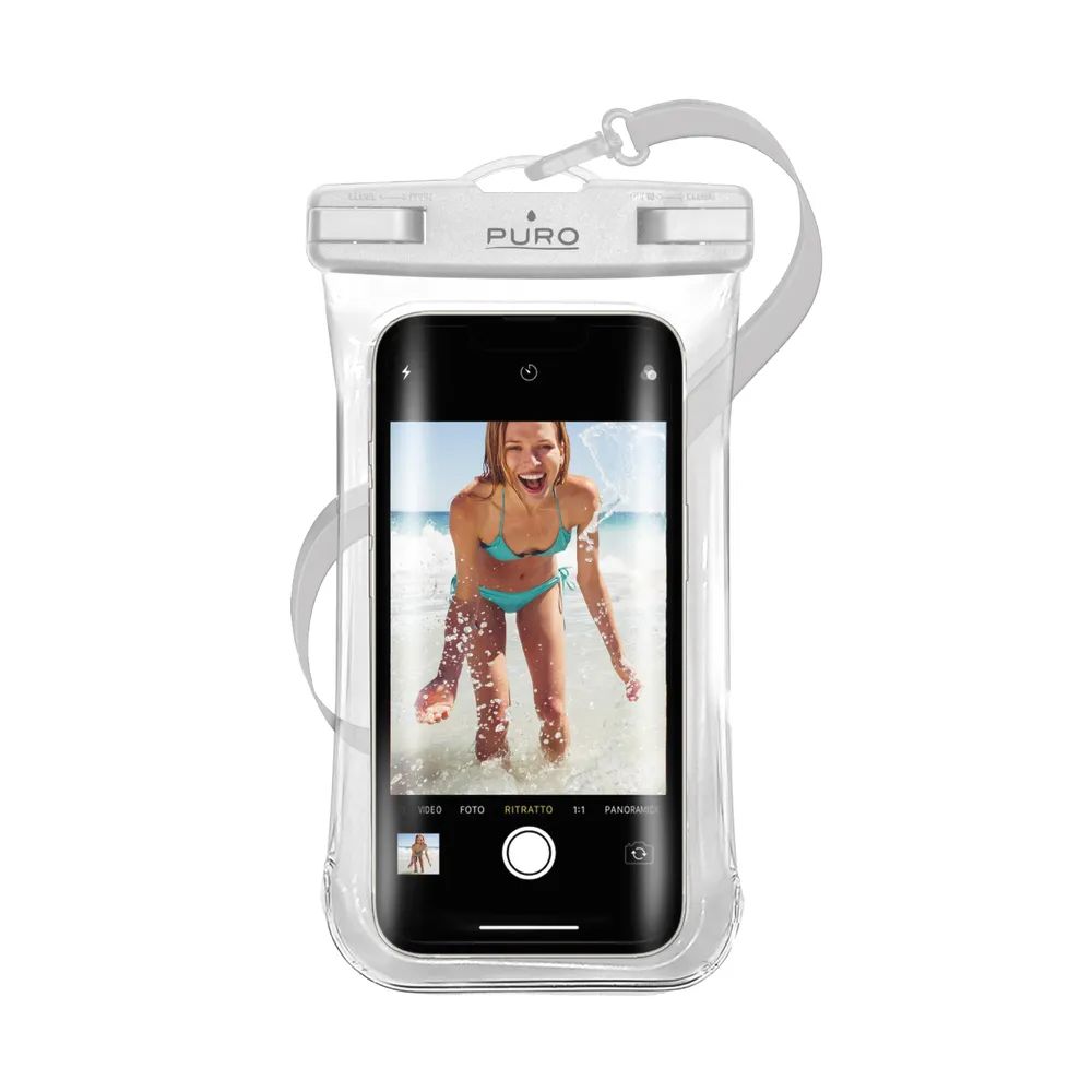 PURO Wasserdichte Universal-Tasche für Smartphones bis 6,8" mit Selfie-Griff