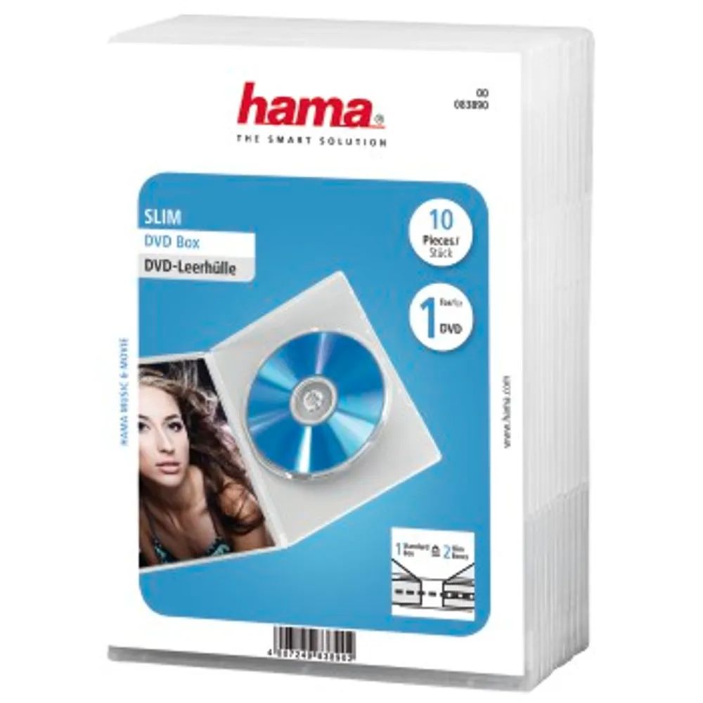 Hama DVD-Leerhülle Slim, 10er-Pack, Transparent