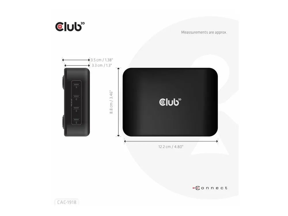 Club 3D Netzteil - GaN-Technologie - 240 Watt - PD 3.1/PPS - 4 Ausgabeanschlussstellen (24 pin USB-C)