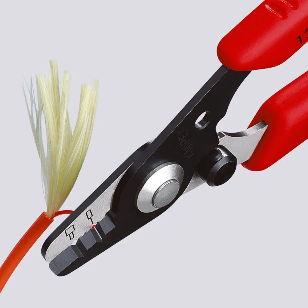 KNIPEX Abisolierzange für Glasfaserkabel mit Kunststoff-Griffhüllen brüniert 130 mm