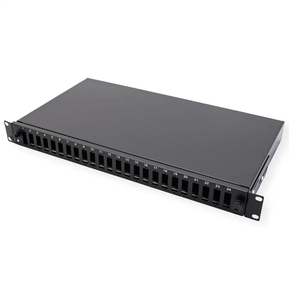 VALUE 19-Zoll-Spleißbox leer 1 HE, 24x SC DX / LC 4-fach, ausziehbar