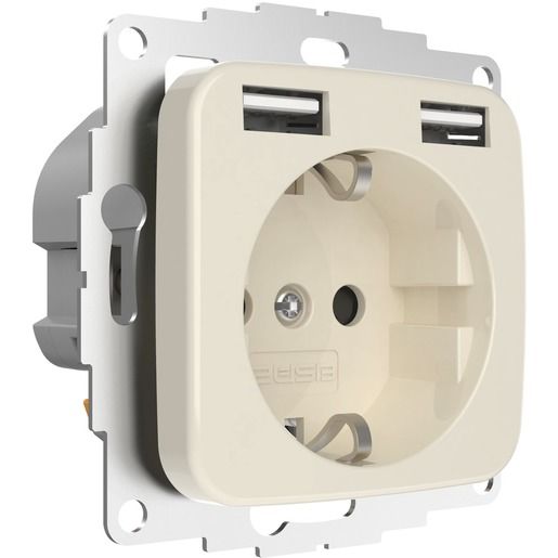 2USB STECKDOSE MIT 2 USB CW GLÄNZ. / 2USB JP-5502F 12W 2,4A 2U-449399