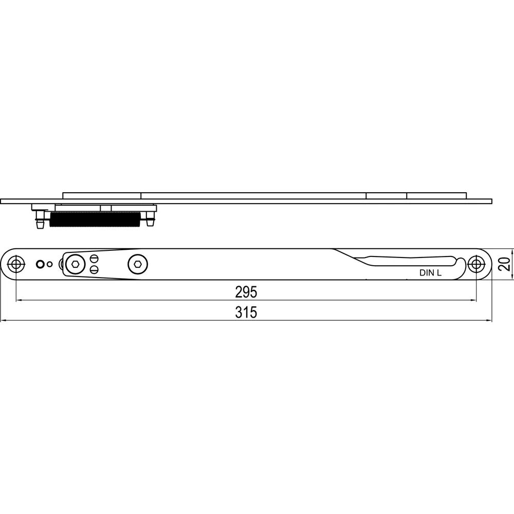 ABS Innovation GmbH  IMH-ABS Mitnehmerhaken GF UNI 20 V Gr.2, 315 x 20 mm,schwarz verzinkt,DIN links