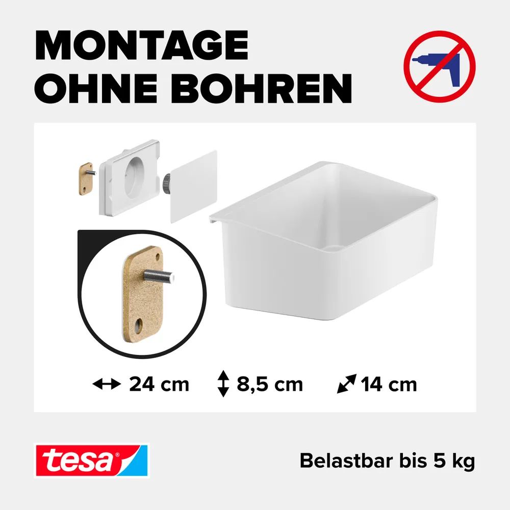 tesa® Organizer, Kunststoff, Aufbewahrungsbox mit Adapter