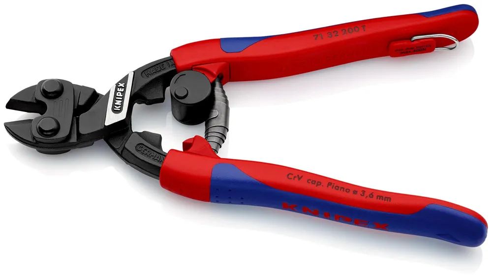 KNIPEX 71 32 200 T CoBolt® Kompakt-Bolzenschneider mit 2K-Hüllen, mit integrierter Befestigungsöse 200 mm