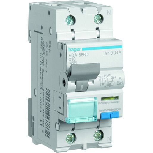 Hager FI-LS 1P+N 10KA C-16A 30MA A / HAGER ADA566D