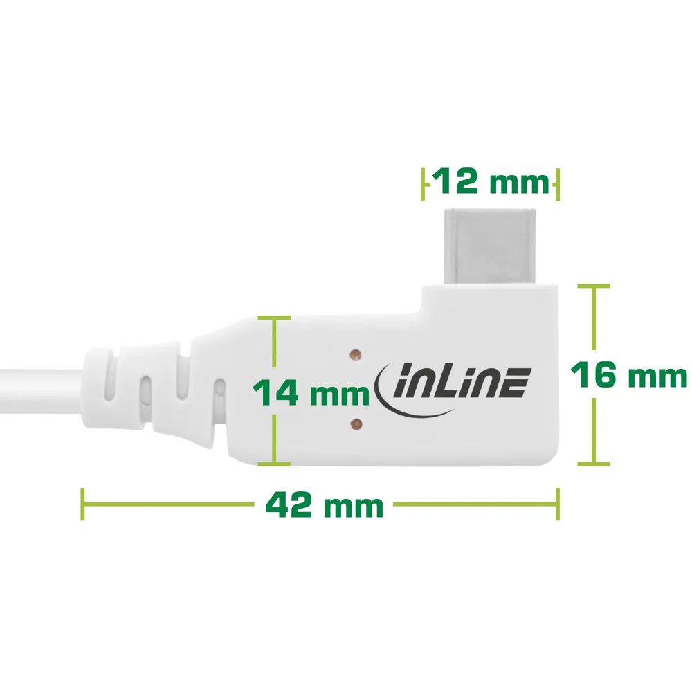 InLine USB4 Kabel - USB-C - einseitig gewinkelt - PD 240W - 8K60Hz - TPE - weiß - 1,5m