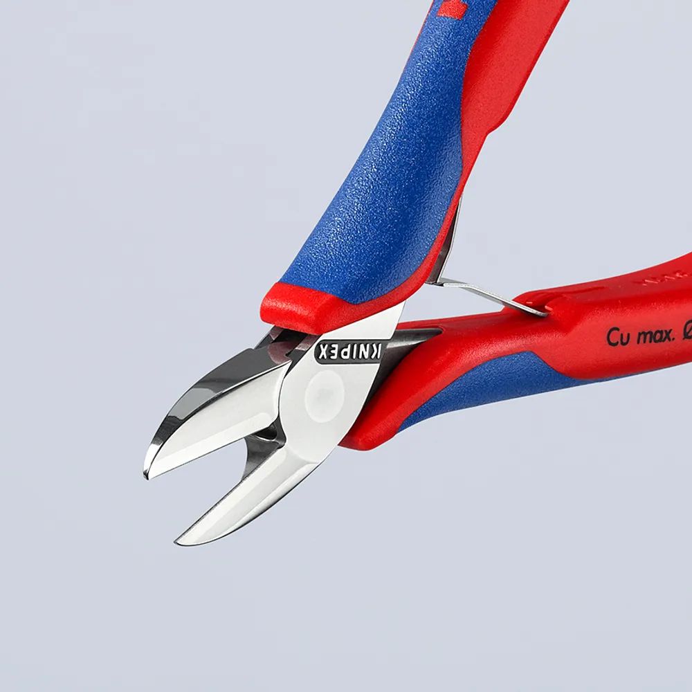 KNIPEX Elektronik-Seitenschneider mit durchgestecktem Gelenk mit Mehrkomponenten-Hüllen 130 mm