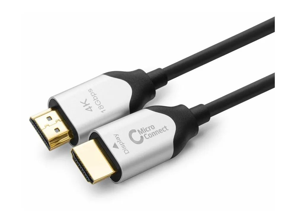 MicroConnect Premium - HDMI-Kabel mit Ethernet - HDMI männlich zu HDMI männlich - 25 m - Hybrid Kupfer/Kohlefaser - Schwarz - HAOC-Kabel (Hybrid Active Optical Cable)