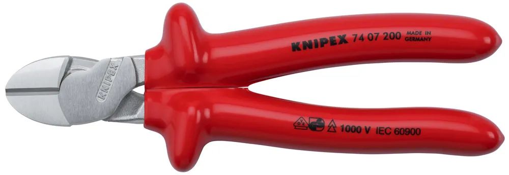 KNIPEX Kraft-Seitenschneider tauchisoliert, VDE-geprüft verchromt 200 mm