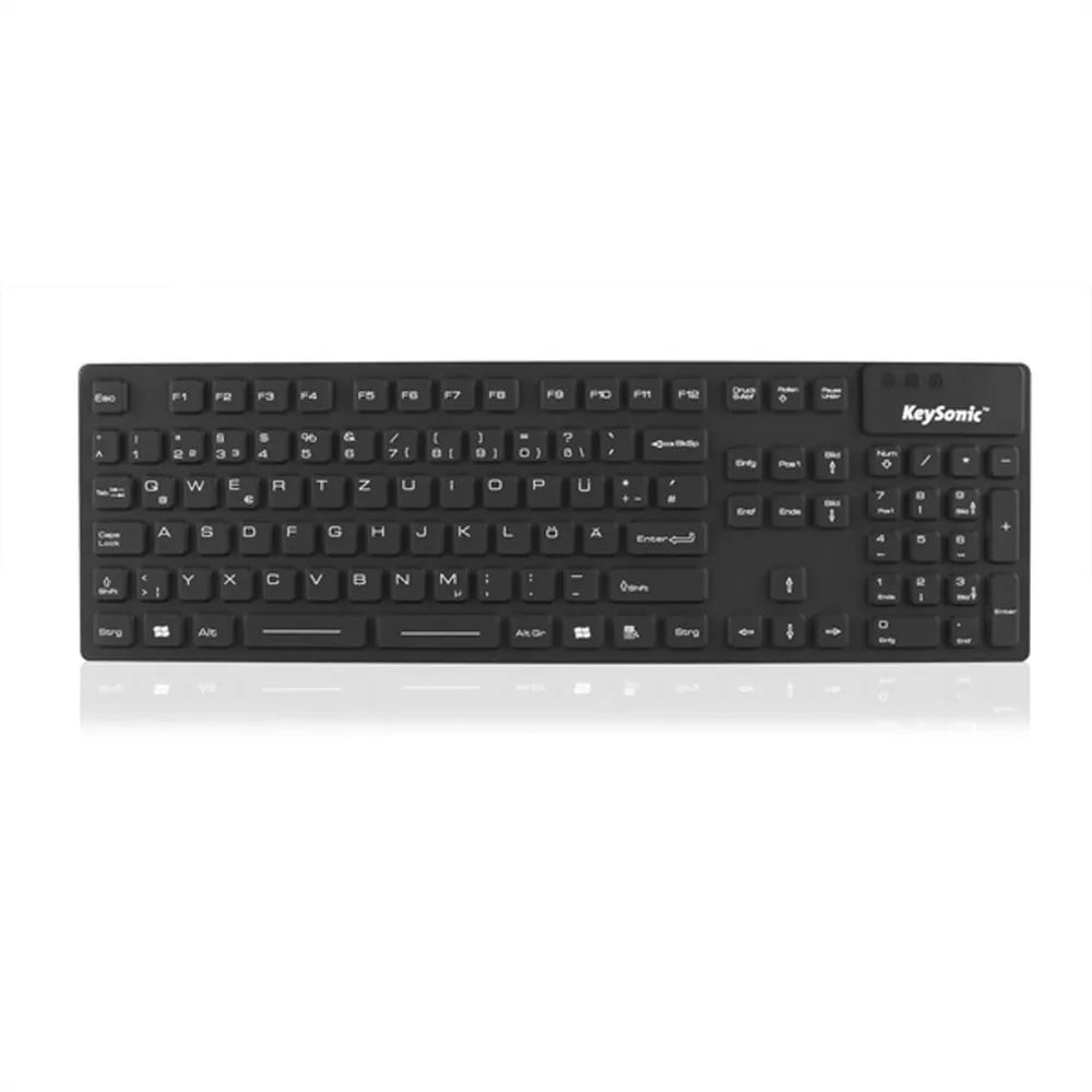 KeySonic KSK-8030 IN (DE) Industrietastatur - USB - wasserdicht IP 68 - schwarz - Volle Größe (100%) - Kabelgebunden - USB - QWERTZ - Schwarz