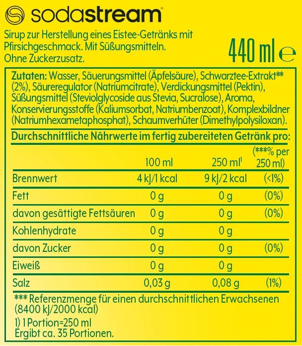 SodaStream Lipton Ice Tea Pfirsich Zero Sirup 440ml   